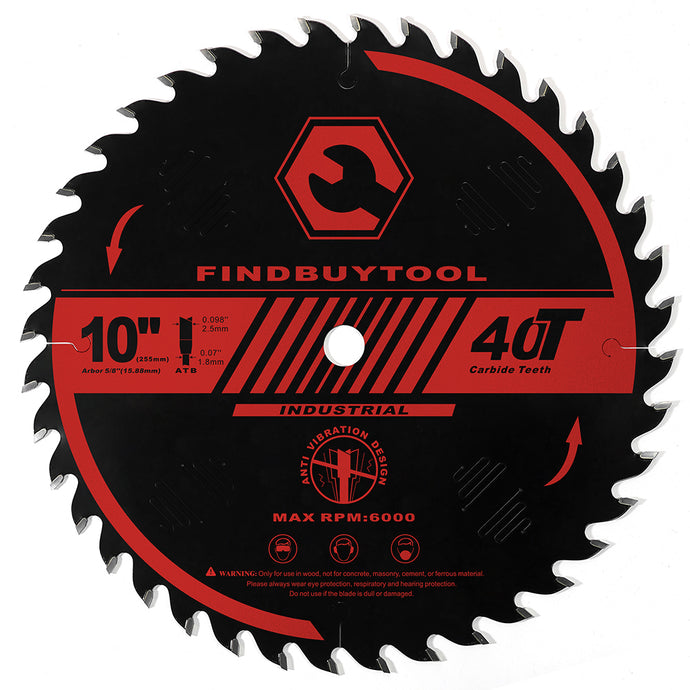 Findbuytool 10-Inch 40-Tooth Saw Blade for Table Saw, Miter Saw