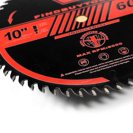 Findbuytool 10-Inch 60-Tooth Saw Blade for Table Saw, Miter Saw