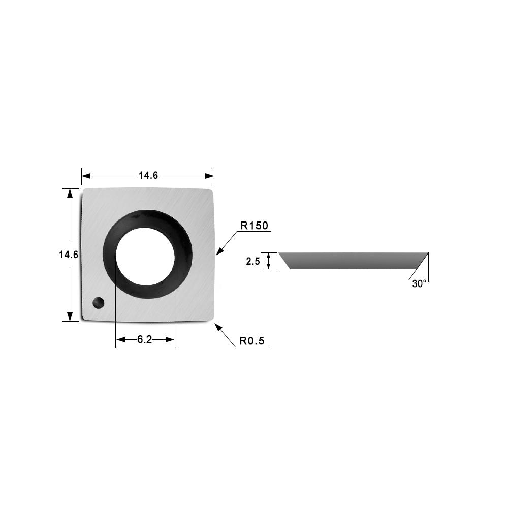 Indexable Carbide Insert Knife 14.6x14.6x2.5mm-30°-R150-4R0.5，4-Edge