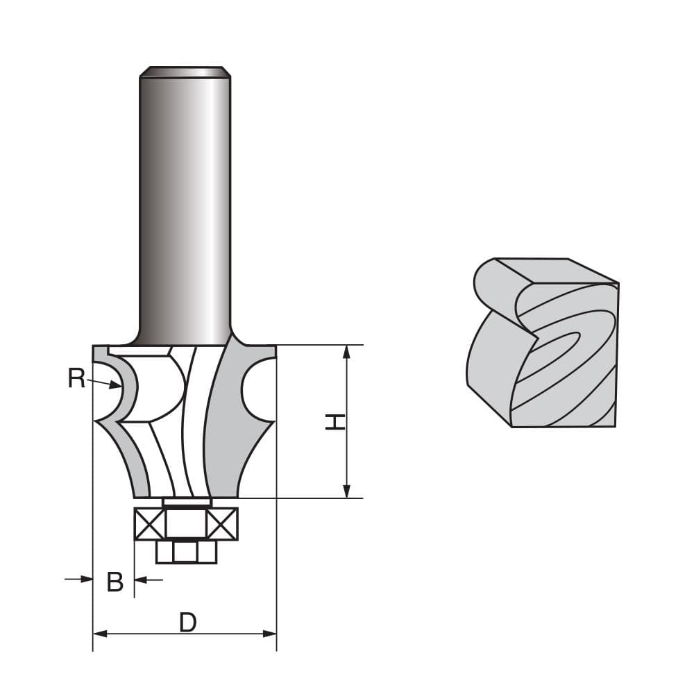 Bevel & Bead Wainscoting Router bit-0909