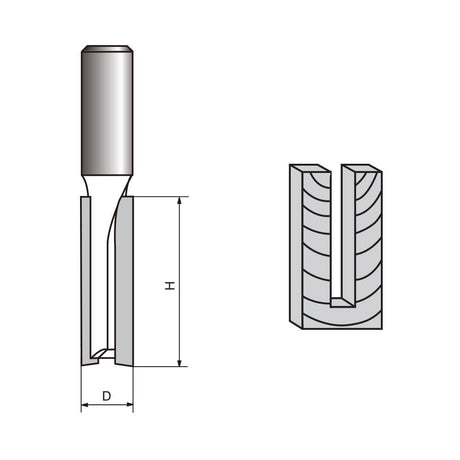 Router reto Bit-10 a 12mm dia. x 35 a 38 mm de altura, haste de 12 mm