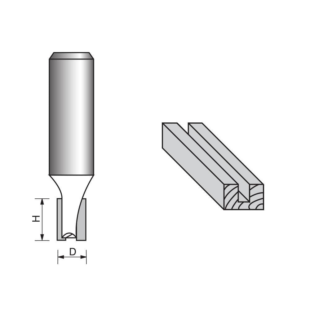 Bit-short de roteador reto Blade-1/2 "dia. X 20 mm de altura, haste de 1/2"