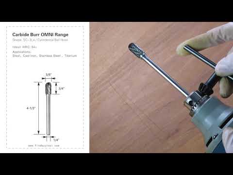 BURR SC-3L4 CARBIDO CIDADE OMNI CABEÇA DABELA DA RANÇA D 3/8 x 3/4L, 1/4 HAX, 4-1/3 polegadas Comprimento total