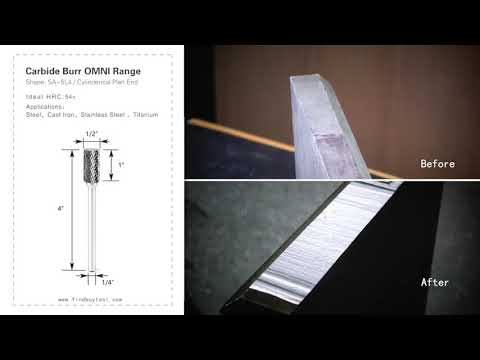 Plano cilindical Burr SA-5L4 de carboneto SA-5L4 END OMNI RANGE CABEÇA D 1/2 x 1L, 1/4 HAX, 4 polegadas comprimento total
