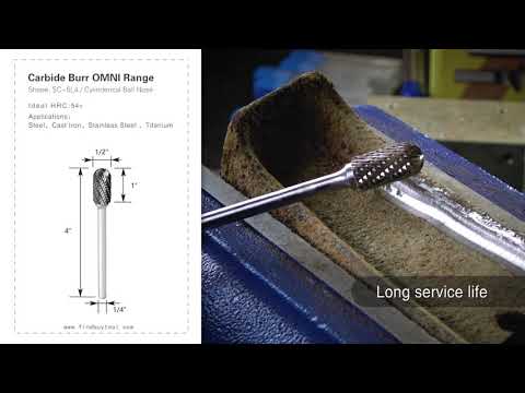 BURR SC-5L6 CARBIDO CIDADE DE NARE OMNI CABEÇA D 1/2 x 1L, 1/4 HAX, 6 polegadas Comprimento total